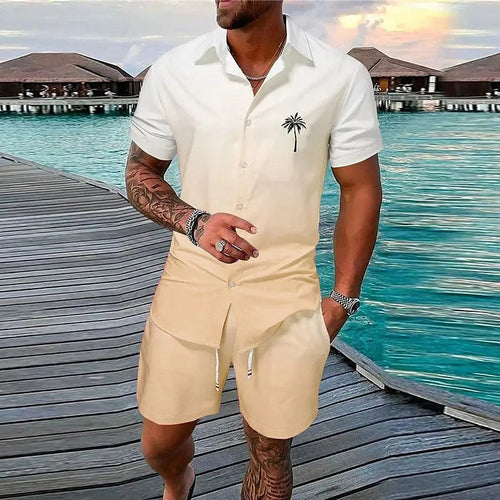 Summer Beach Party Men's Casual Outdoor Beach Shorts Set