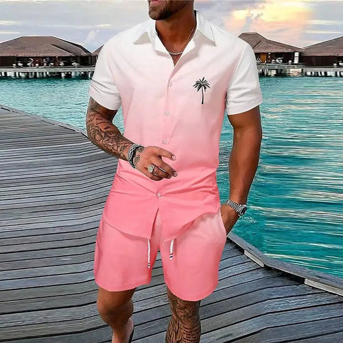 Summer Beach Party Men's Casual Outdoor Beach Shorts Set